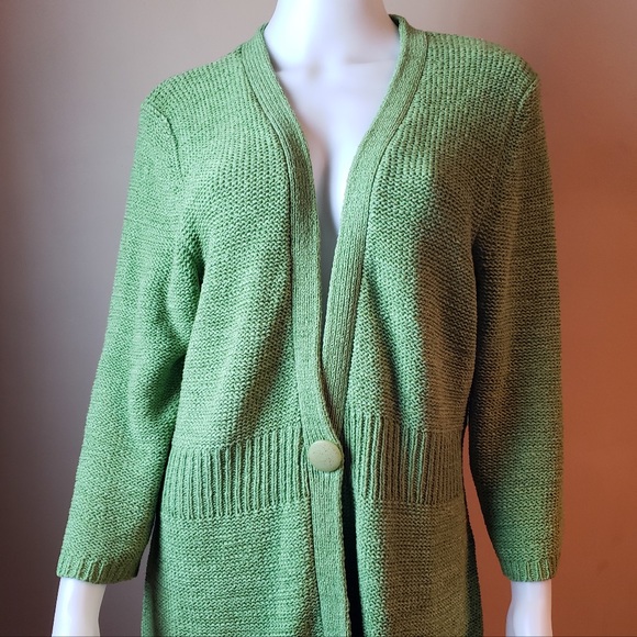 August Silk Sweaters - AUGUST SILK Cardigan 3/4 Sleeve Spearmint Green XL